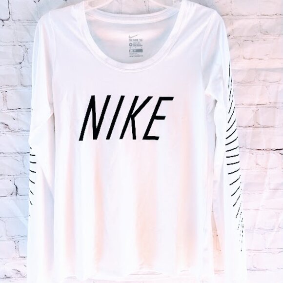 Nike Tops - Nike Tee Dri Fit Long Sleeve White Black Women's size  Medium